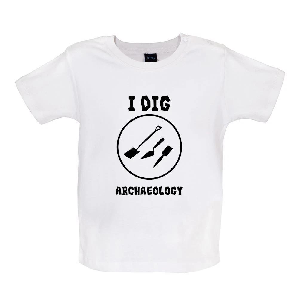 I Dig Archaeology - Baby Kids Boys Girls Unisex T-Shirt / Babygrow - Equipt Archaeologist History 110