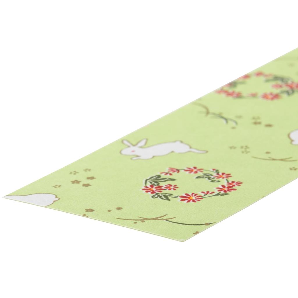 Kawasumi Washi Yuzen Washi Bookmarks in Green with Summer Pattern Stencil-Dyed (6 Sheets)