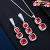 Ki0093 Square Zircon Jewelry, Earrings, Pendant, Two-Piece Set, Color Retention.