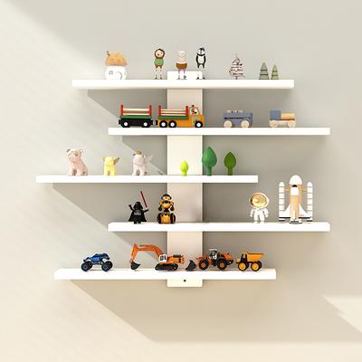 5-stufiges verstellbares wandmontiertes Ausstellungsregal für Actionfiguren, kleine Bausteine und Sammlerstücke - Moderne Wohnkultur Aufbewahrung