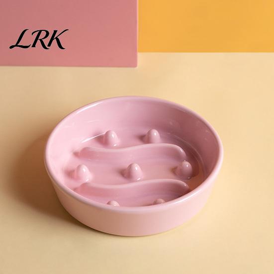 Stable Slow Feed Pet Bowl Feeder Bowl, Ceramic Anti-vomiting Dog Non-Slip Durable Food Reduces Choking for Dogs Cats Cat