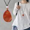 Agate Water Drop Pendant Necklace - Natural Retro Ethnic Style with Adjustable Wax Cord