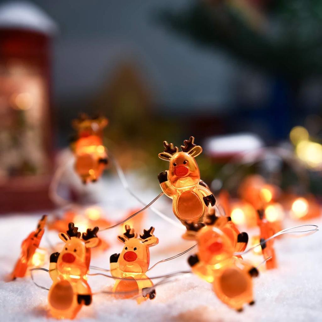 LED Christmas String Lights - Santa, Candy Cane & Snowman Designs with Battery Box, Copper Wire Decoration