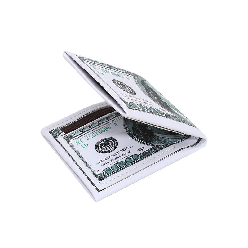 Men'S Personalized Us Dollar Bill Pattern Double Fold Retro Wallet With Creative Style Multiple Card Slots Double Fold Classic Short Wallet