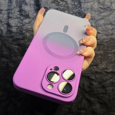 Luxuriöse Handyhülle mit Farbverlaufsmuster, weiche Silikonhülle für iPhone 15, 14, 13, 11, 12 Pro Max Plus, Magsafe, magnetisch, kabelloses Laden, stoßfeste Abdeckung