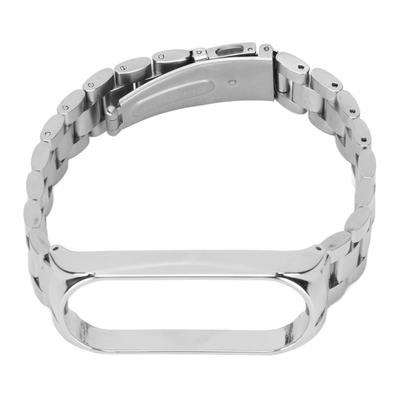 Smartwatch Wrist Band Strap Stainless Steel Anti Lost with Double Latch Folding Buckle for Mi Band 6Silver