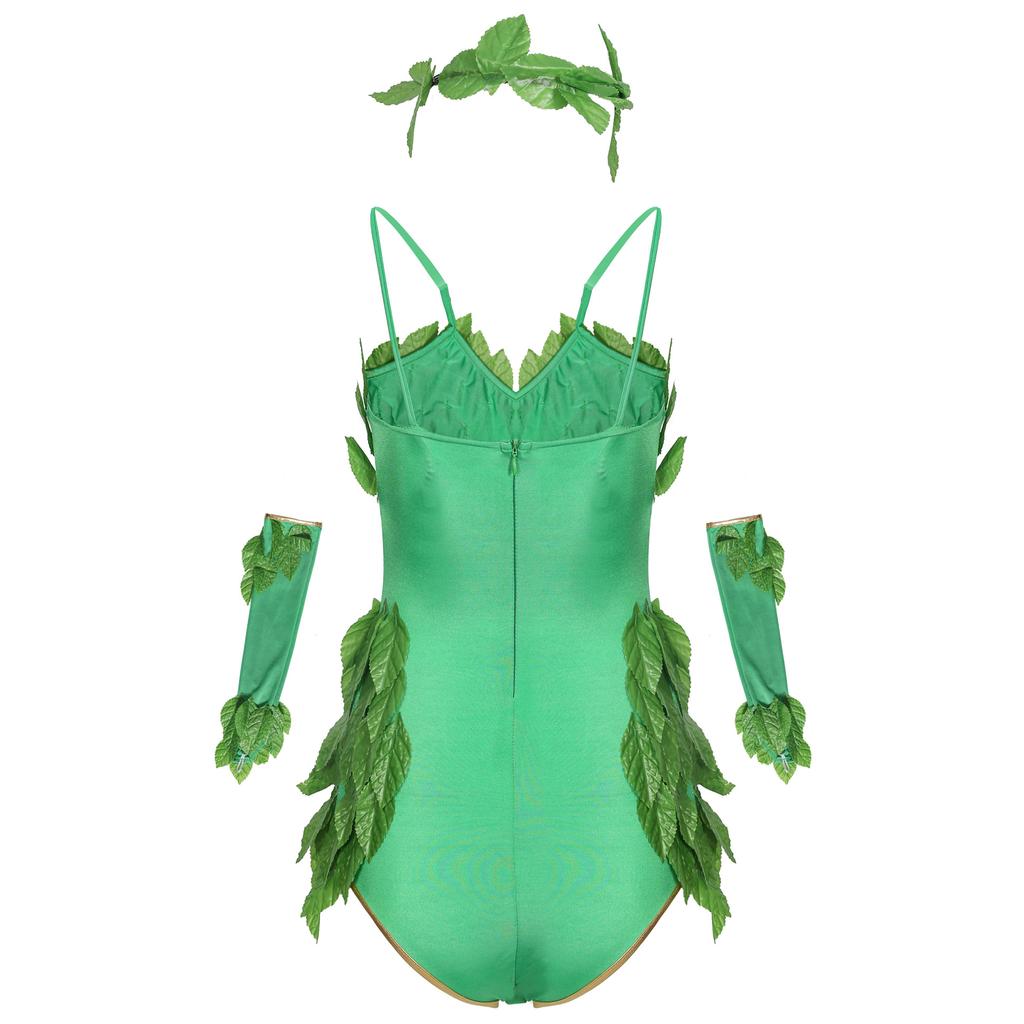 Female green forest onesie stage dress, tree demon costume, wizard of oz costume, halloween costume