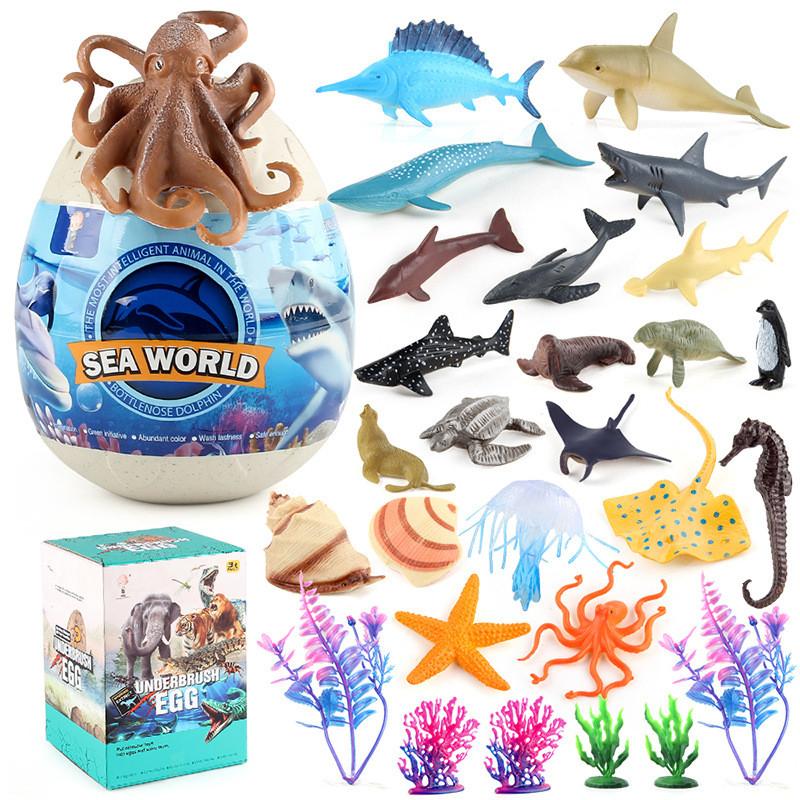 Dolphins Sharke Penguins Children Marine Animal Figures Set Model Toys Decor