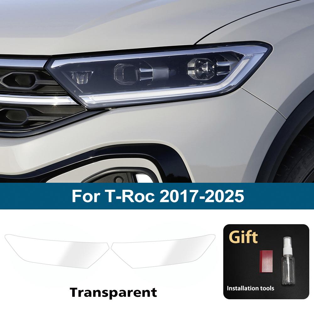 

Anti-Scratch High-Gloss Car Headlight Protective Film Smoke Black Pre Cut For Volkswagen T-Roc 2017-2026 Auto Vinyl Wrap Film For T-Roc 17-25 CLR