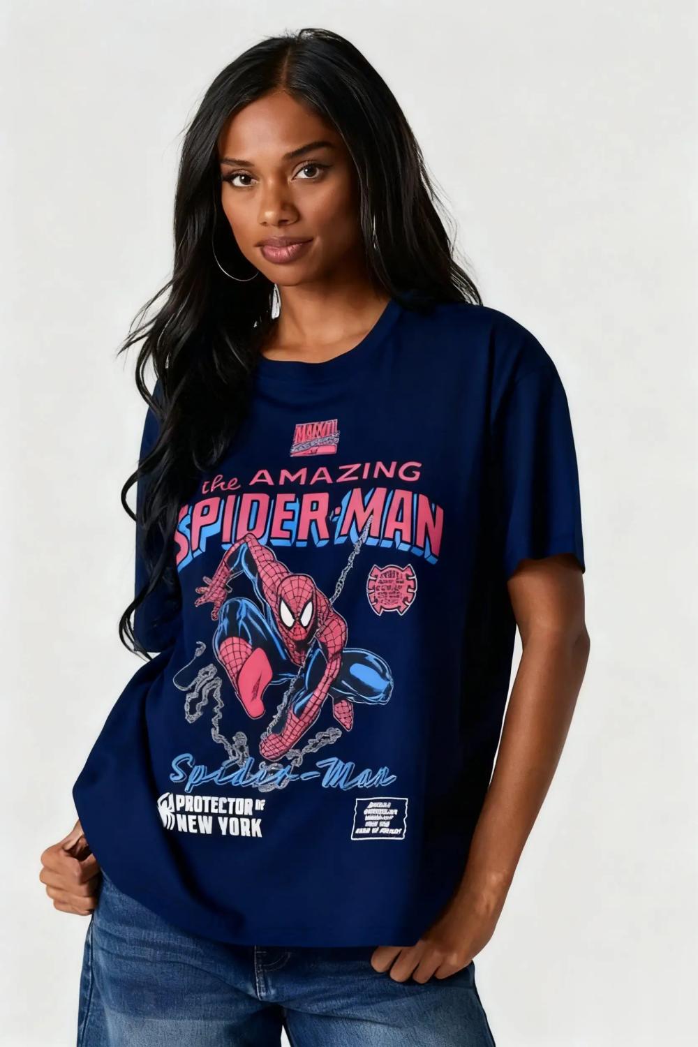 

Футболка Spider Man Marvel Comic Жіноча Чоловіча Бавовняна Графічна Футболка З Принтом Супергероя Вуличний Одяг Оверсайз Повсякденний Топ Літній Новий Y2k L бежевий