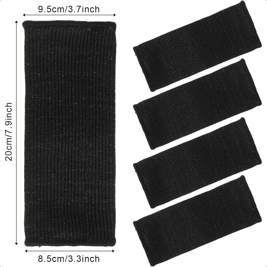 4 Pair Protective Arm Sleeves for Thin Skin AntiCut Burn Resistant Cover Forearm Sleeve for Cooking Construction Black 7.9 Inch