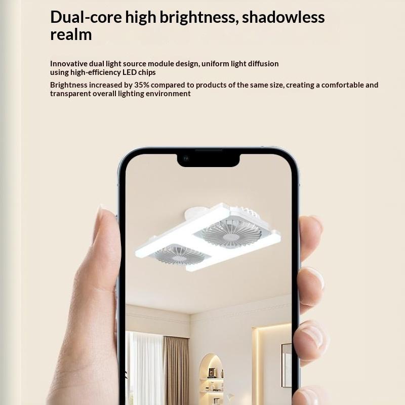 60W Low Ceiling LED Ceiling Fan Light with Remote E27 Socket Dual Fans Energy Saving for Kids Room Home Renovation