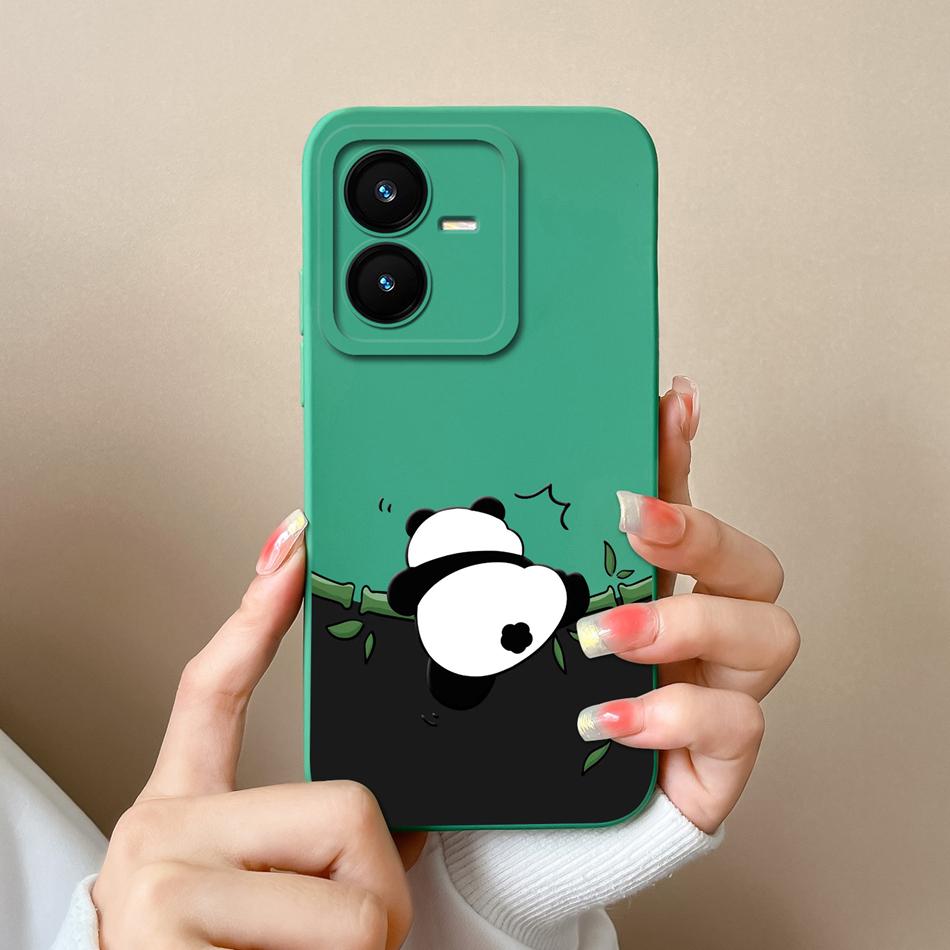 Case For Vivo Y22 Y22S Cover Camera Lens Protector For Vivo Y 22 Soft Liquid Silicone Cartoon Phone Back Covers For Women Man