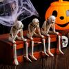 Spooky Festive Decoration Items Halloween Skeleton Statue, See Speak Hear No Evil Figurines, Holiday Party Decor Collectible Skull for Indoor