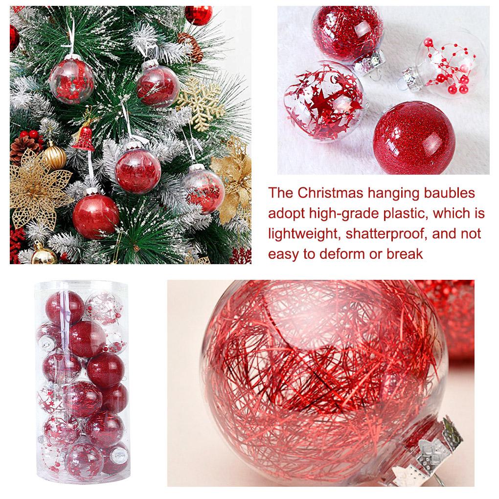24 Pieces Christmas Balls Small Colored Tree Decorative Pendant Baubles Farmhouse Yard Living Room Bedroom Ornaments