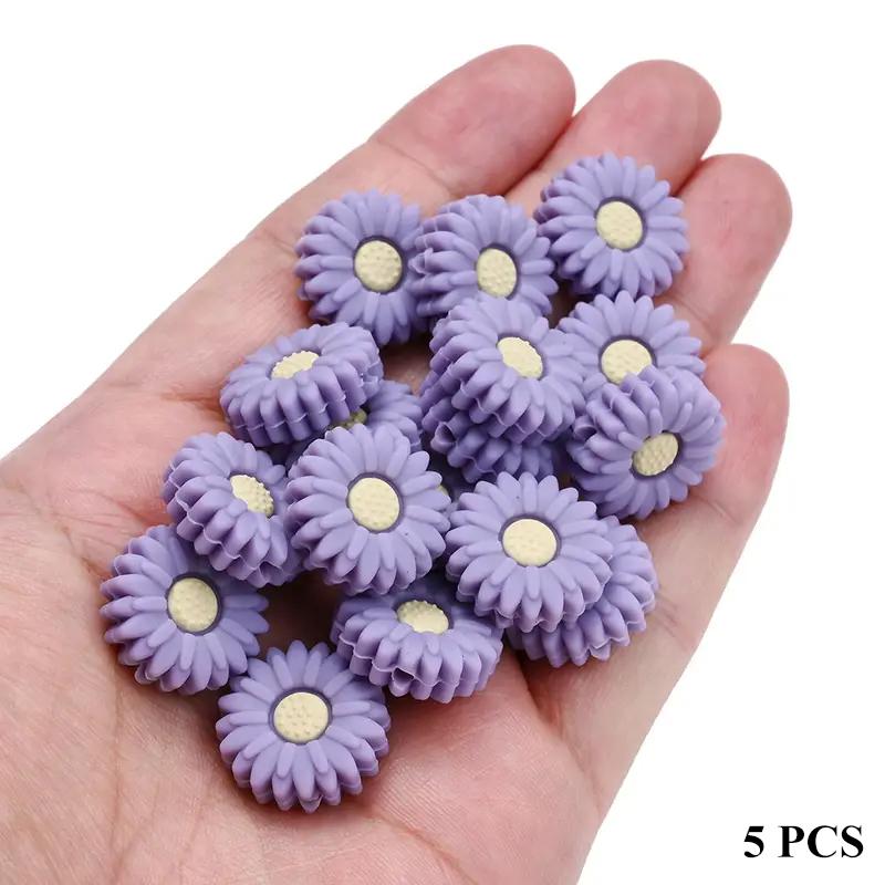 5/15PCS Multi-color Daisy Silicone Beads, 20mm, Suitable for DIY Pen Bead Bracelets, Necklaces, Keychain Accessories, Etc