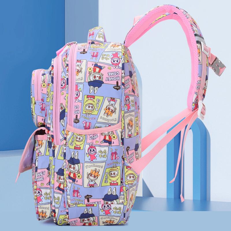 SCIONE New Cute Children's Backpack Cartoon Printed LABUBU Children's Lightweight Waterproof and Wear-resistant Backpack