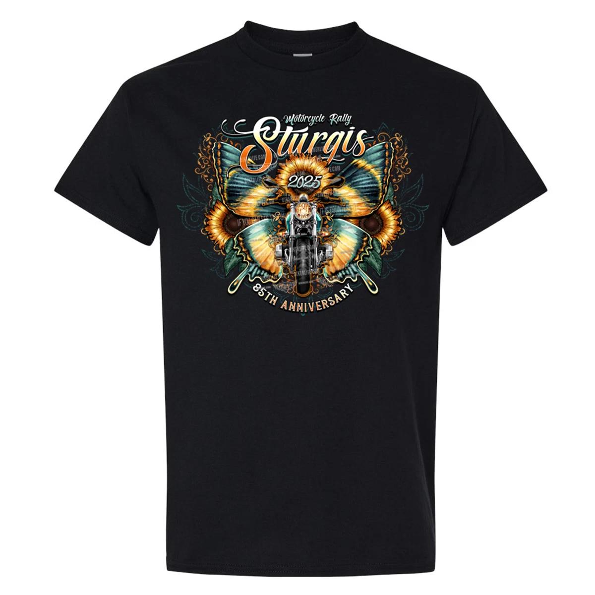 Ladies 2025 Sturgis Motorcycle Rally Butterfly T-Shirt No Harley XXXL