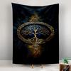 Tapestry Yggdrasil Tree of Life Golden Ornate Celtic Circle Dark Blue Black Luxury Poster