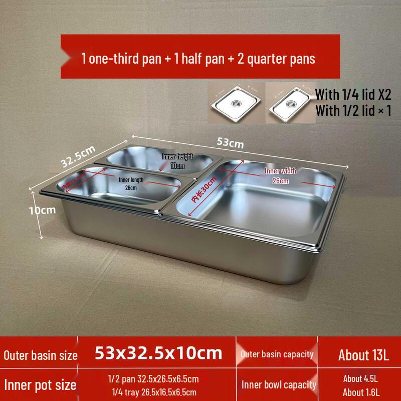Zhebu Stainless Steel Insulated Divided Food Tray