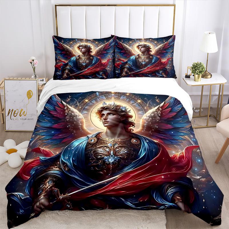 3pcs Anime Angel Wing Comforter Set with One Quilt Cover and Two Pillowcases (No Core) - Festive Gift for Bedroom Decor, Polyester Fabric, Anime Carto