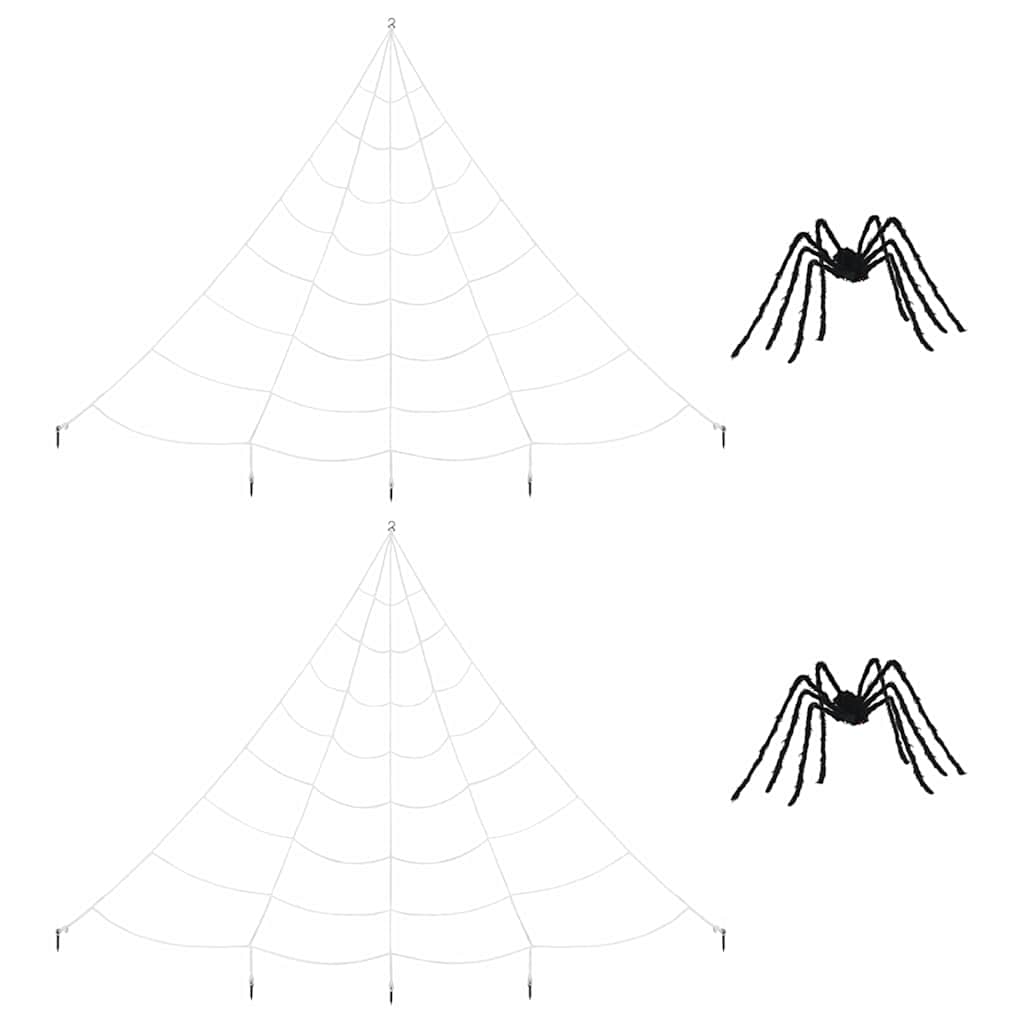 Halloween Spider Decoration with Nets 2 Pcs Black and White