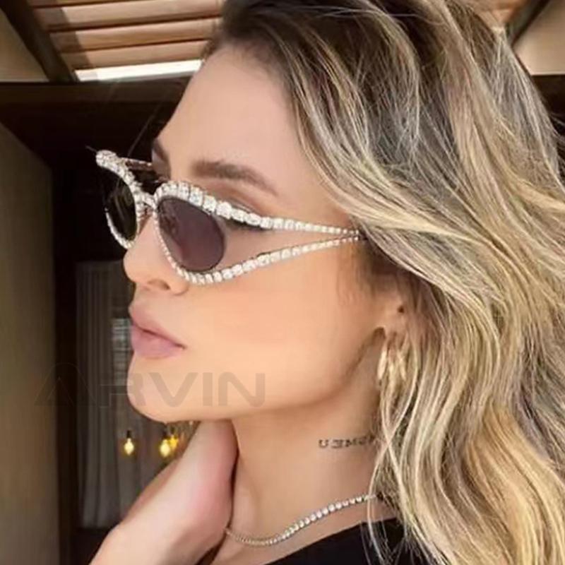 Fashion Luxury Crystal Shiny Sunglasses Women Sexy Cat Eye Rhinestone Party Elegant Sun Glasses Female Shades