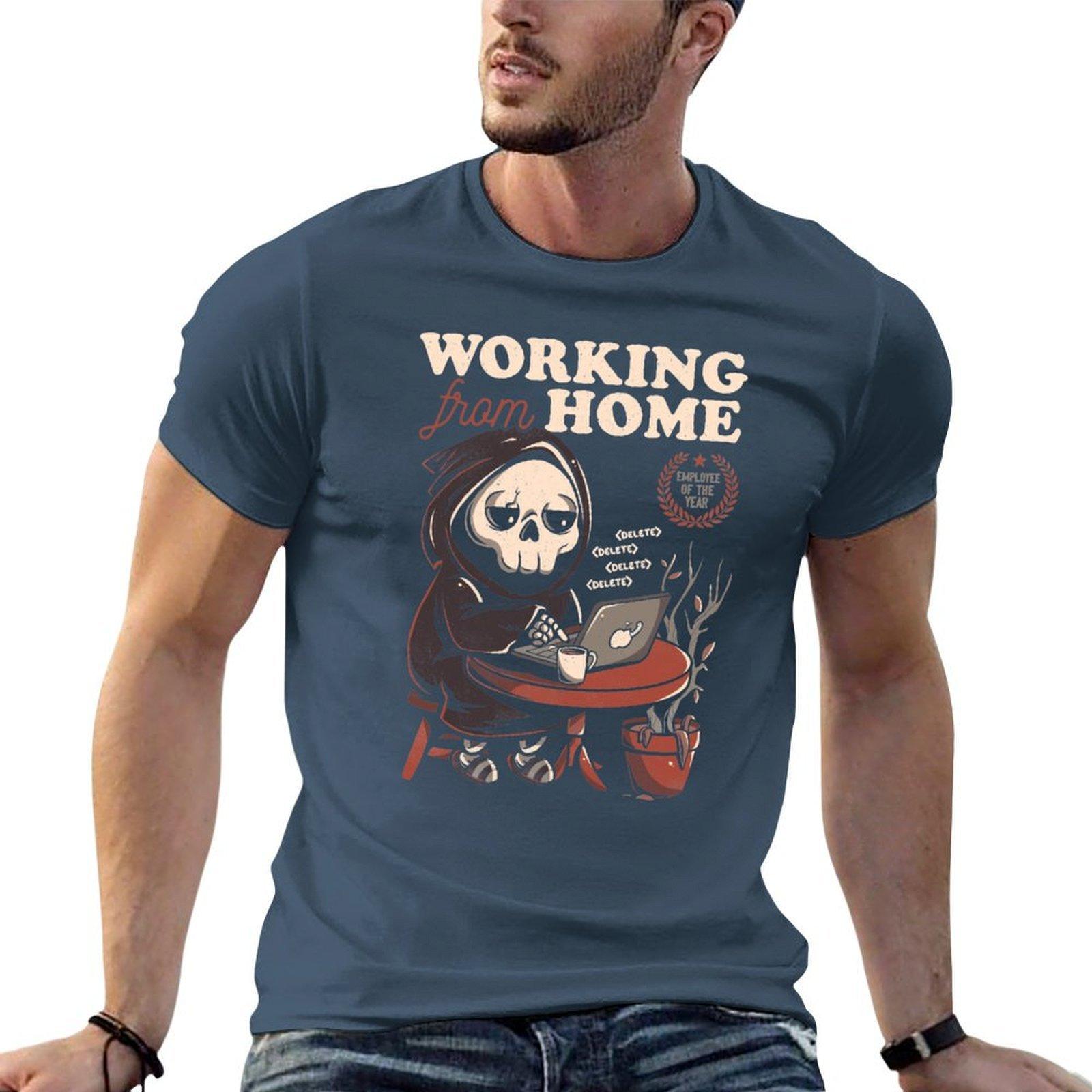 Working From Home Creepy Skull Gift Tshirt High Quality Durable Tshirt S