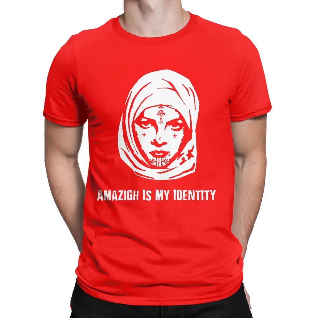 Summer Harajuku Amazigh Is My Identity Men's Berber Face with Tattoos Casual Tees Short Sleeve O Neck T-Shirt Pure Cotton Summer