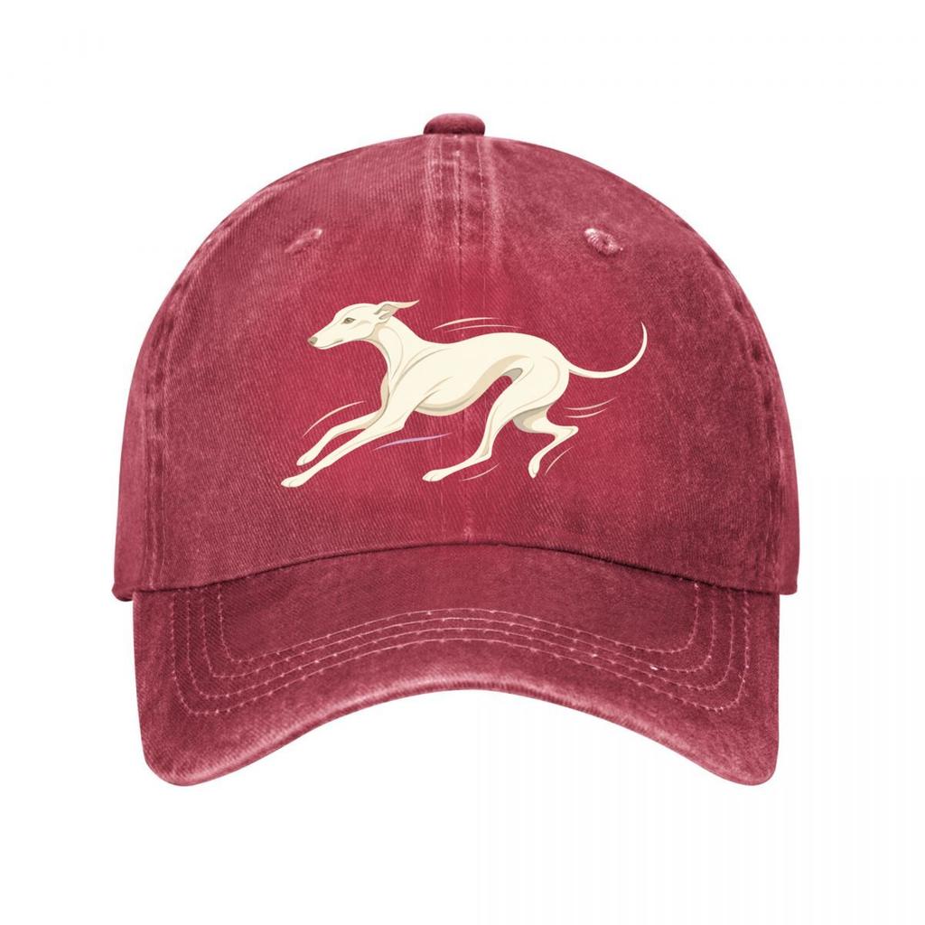 Elegante Windhund Bewegungs-Linienkunst Neue Vintage Gewaschene Baumwolle Baseballkappe Sonnenhüte