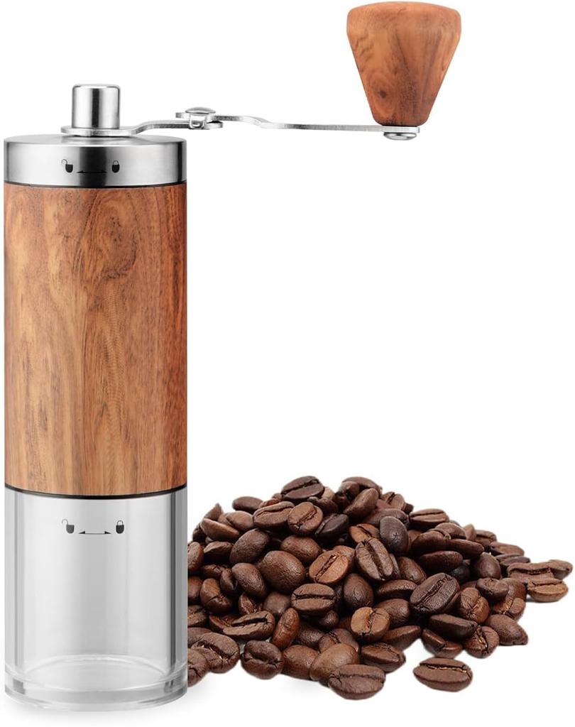 MOPCONY Hand Coffee Grinder with Stainless Steel Blades and Adjustable Scale, High Precision, Ultra-Fine Grinding, Uniform Powder, Perfect for