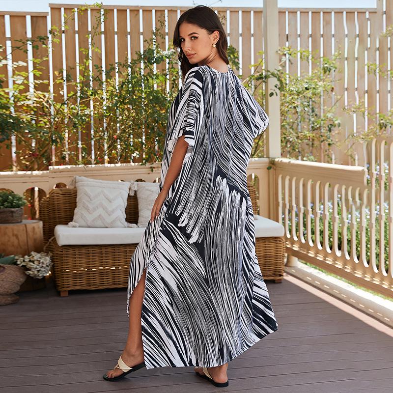 European-American Cotton Tie-Dye Beach Dress: Loose Robe & Bikini Cover-Up