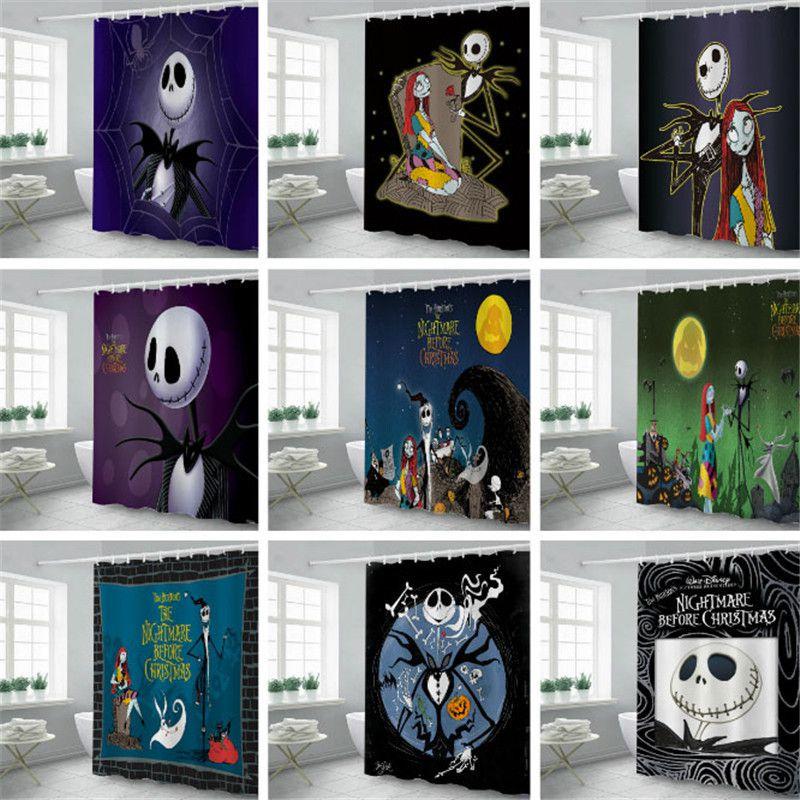 Vibrant And Colorful The Nightmare Before Christmas Shower Curtain With Hooks For Bathrooms
