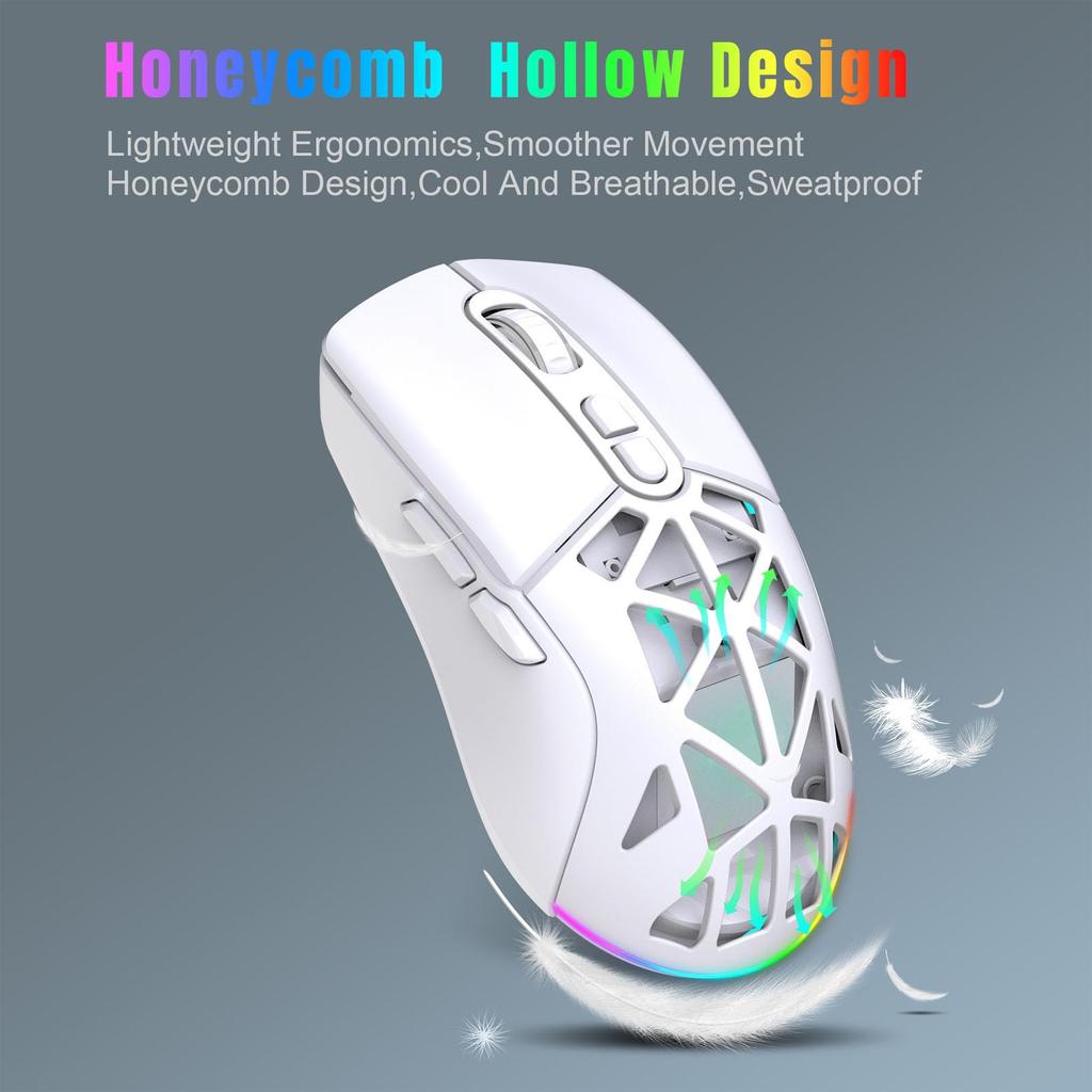 Wireless Gaming 4800 DPI Dual Mode Wireless with RGB Portable Gaming 4 DPI Levels for Laptop PC Mouse, BT5.1/2.4G Mouse, Backlight, Mouse,
