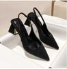Women Pointed thin high-heeled single shoes femininity 2025 new spring summer thick heel simple rear empty bag head sandals