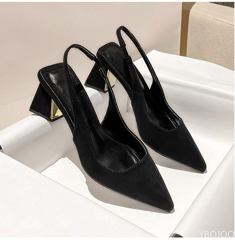 Women Pointed thin high-heeled single shoes femininity 2025 new spring summer thick heel simple rear empty bag head sandals