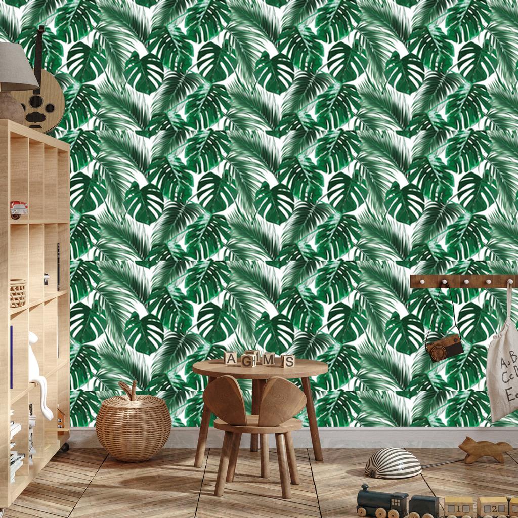 Palm and Monstera Leaves Wallpaper for Living Room and Bedroom 50x1000