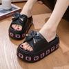 Neue Frühjahrs- und Sommer-Slipper mit dicker Sohle, Schleife, EVA, höhenverstellbar, rutschfest und verschleißfest, für drinnen und draußen, Ein-Riemen-Slipper