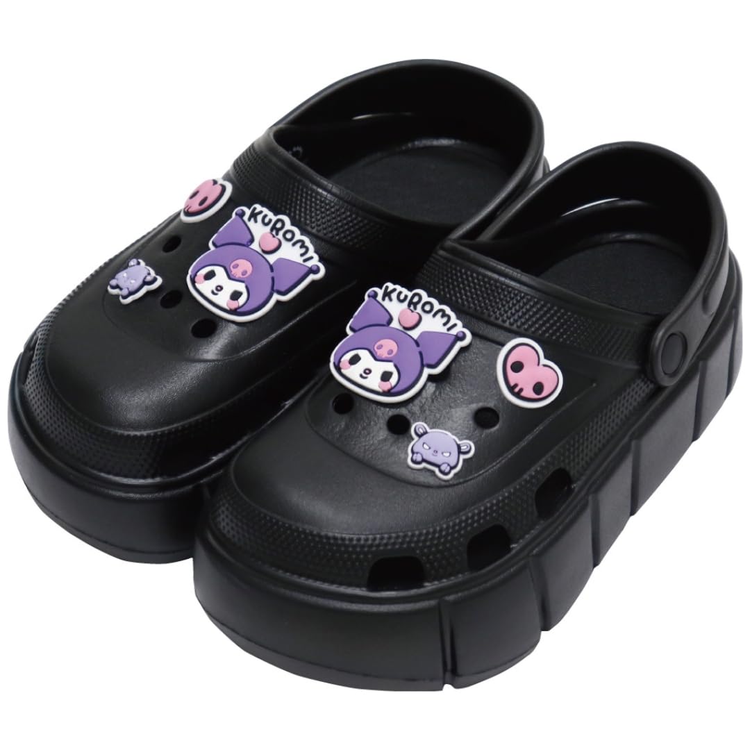 

Sanrio Platform Clog Character easy to put on and take Suitable for and Perfect for indoor and Stylish Sandals, Kuromi, Black, 23cm. design,
