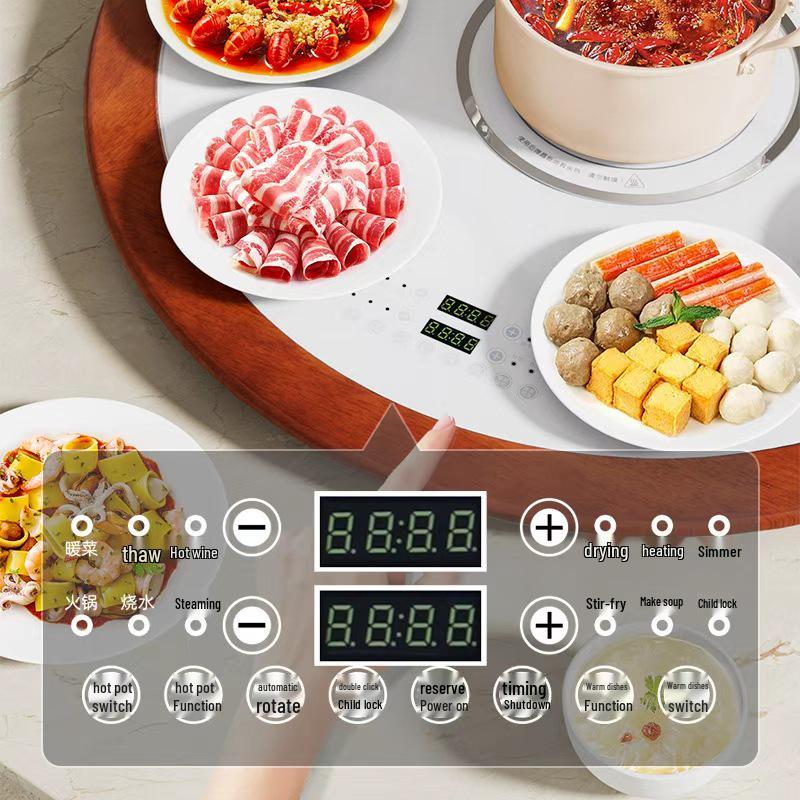 2026 Electric Solid Wood Hot Pot & Dish Warmer Turntable