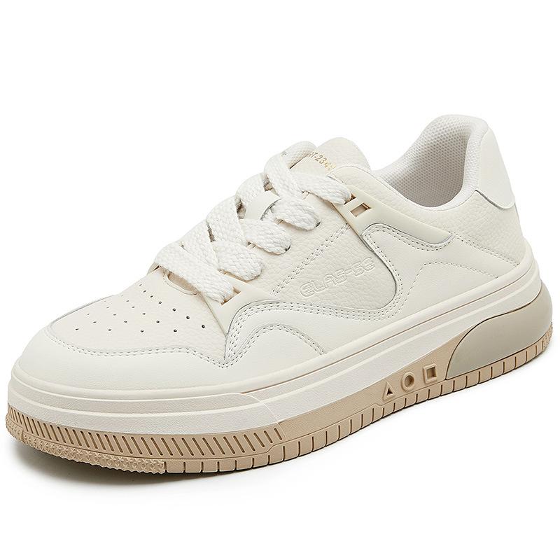 Kleine weiße Schuhe Damen Lederschuhe Herbst Neu Dicksohlige Erhöhte Freizeitschuhe Allround Weiße Sneaker Sneaker