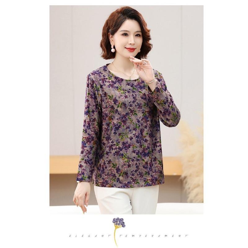 High Elastic German Velvet Spring and Autumn Long-sleeved Bottoming Middle-aged and Elderly