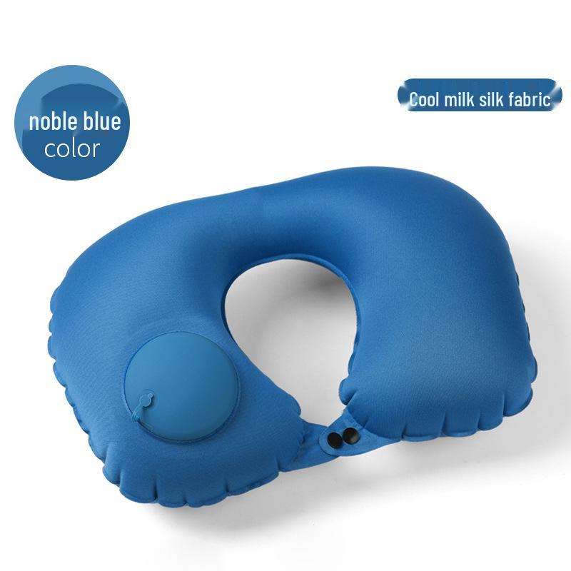Pressing Inflatable U-Shaped Travel Pillow: Portable Airplane Headrest & Nap Neck Support