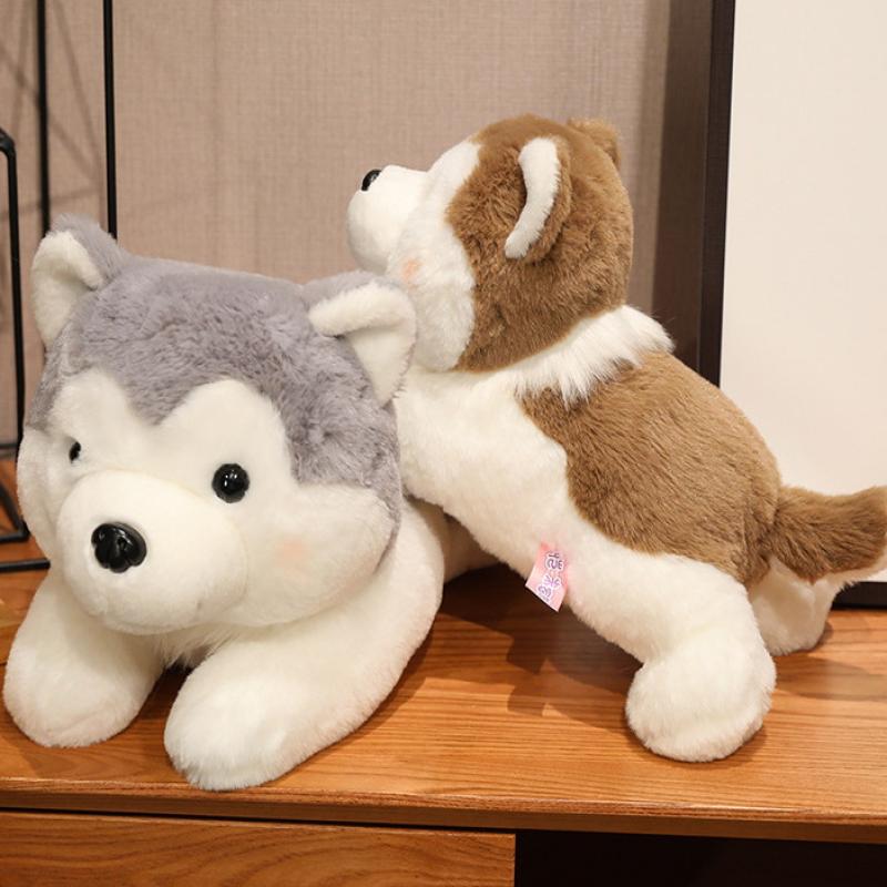 1 Piece 30/40Cm Stuffed Animal Soft Kawaii Lying Brown Pet Puppy Pillow Doll Toys Cute Husky Dog Plush Toy For Xmas Gift