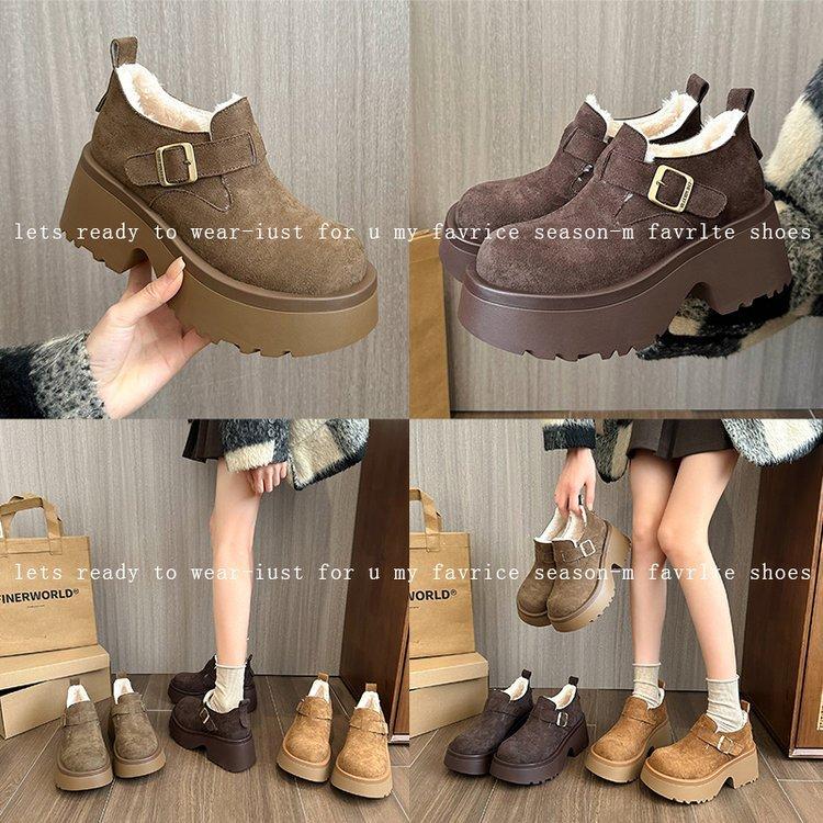 [Yushilai] Suede Thick-soled Warm Short Boots for Women In the Winter of 2025, the New Retro Thick-heeled Temperament Is a Pedal.