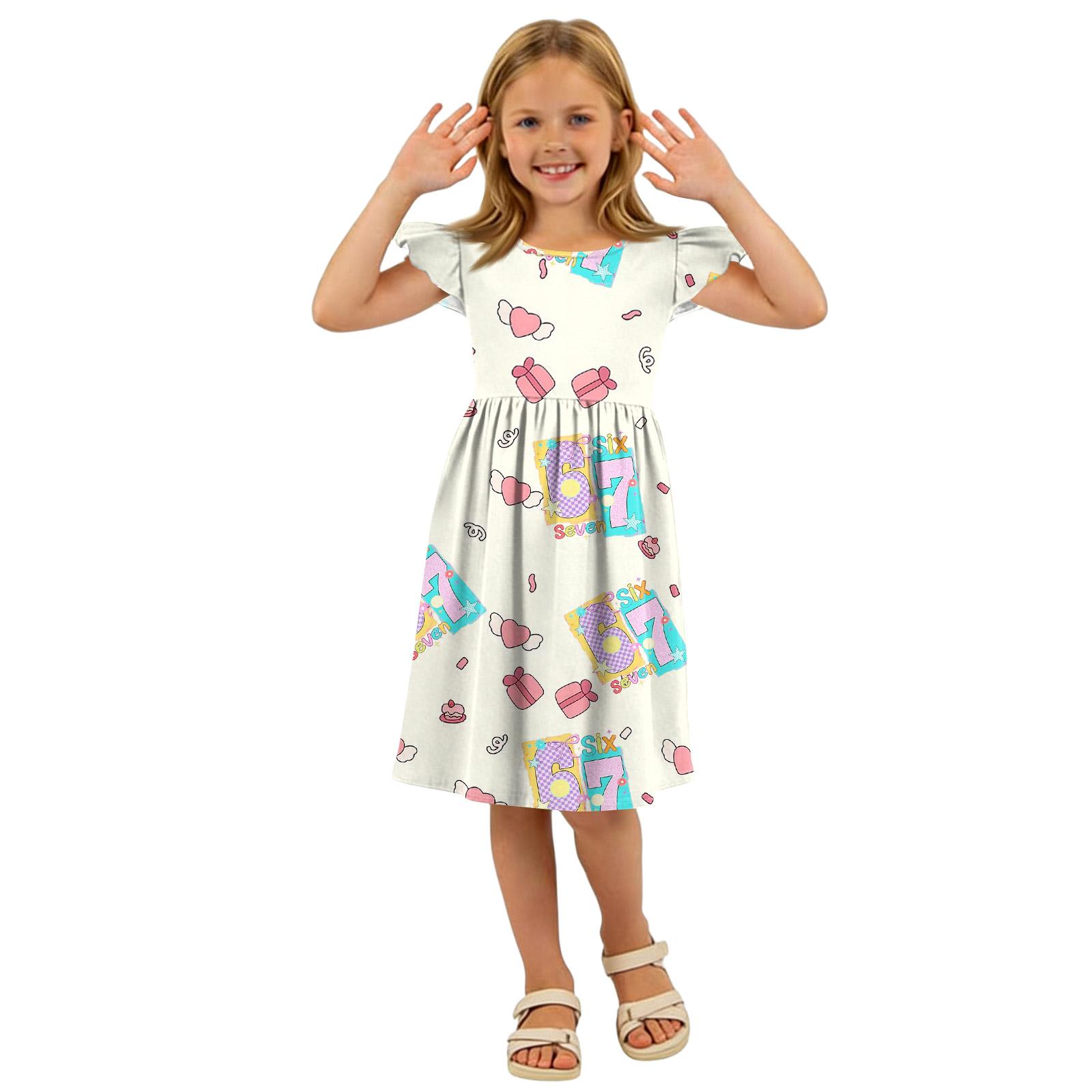

Children s Fashion Casual Flying Sleeve Dress 130 бежевий