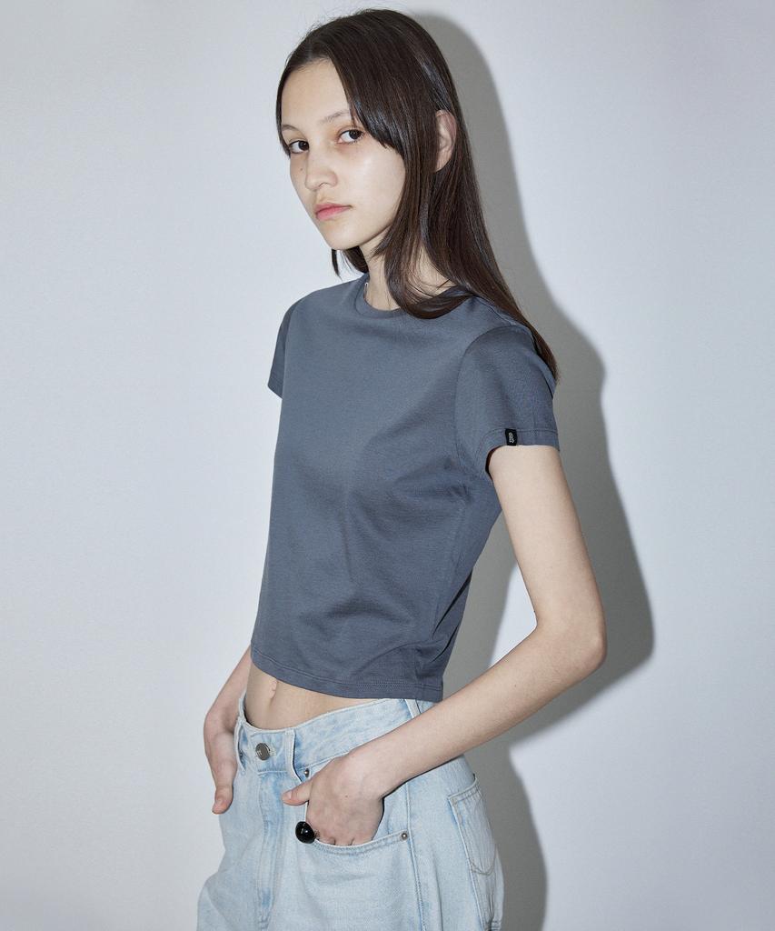EN OR Basic Short Sleeve Crop T-Shirt - Dark Gray