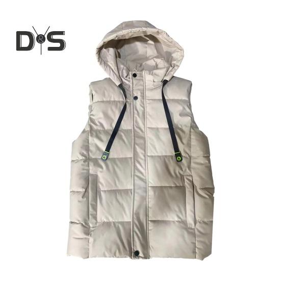 Men Waistcoat Stand Collar Hooded Sleeveless Zipper Placket Down Cotton Vest with Pockets Solid Color Thickened Vest Jacket