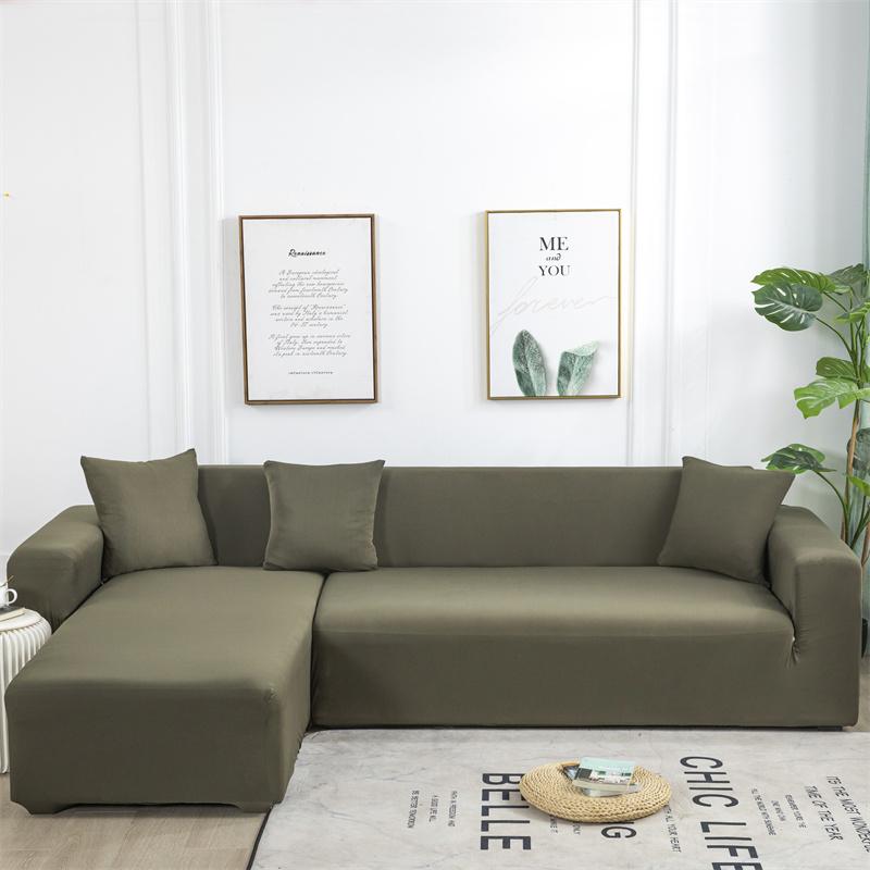 Solid Color Sofa Covers for Living Room Elastic Corner Couch Cover L Shaped Chaise Longue Slipcovers Chair Protector Home Decor
