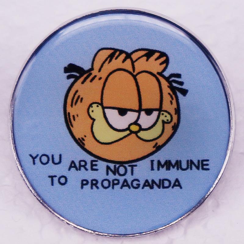 Garfield  No Immunity to Propaganda  Cartoon Brooch